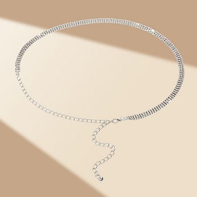 Women's Rhinestone Chain Belt with Adjustable Link Closure and Dangle Accent 45.5x1.2in