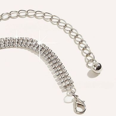 Women's Rhinestone Chain Belt with Adjustable Link Closure and Dangle Accent 45.5x1.2in
