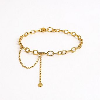 Women's Circular Link Chain Belt with Adjustable Drop Chain and Modern Geometric Design 39.5in