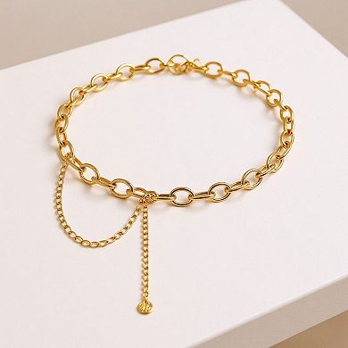 Women's Circular Link Chain Belt with Adjustable Drop Chain and Modern Geometric Design 39.5in