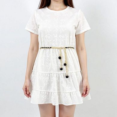 Women's Chain Link Belt with Interwoven Detail and Hanging Bead Charms 45.5in