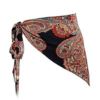 Women's Paisley Print Tie Waist Scarf Belt with Asymmetrical Draped Hem and Boho Wrap Design 94.5
