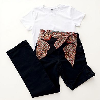 Women's Paisley Print Tie Waist Scarf Belt with Asymmetrical Draped Hem and Boho Wrap Design 94.5