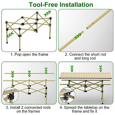 Portable Folding Camping Table Lightweight Roll-Up Steel Picnic Desk with Carry Bag for Outdoors