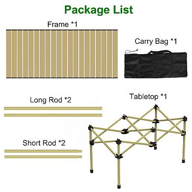 Portable Folding Camping Table Lightweight Roll-Up Steel Picnic Desk with Carry Bag for Outdoors