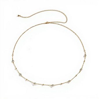 Women's Delicate Rhinestone Waist Chain with Minimalist Thin Link Design and Adjustable Closure