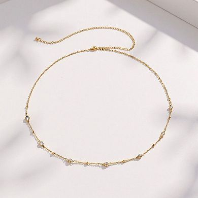 Women's Delicate Rhinestone Waist Chain with Minimalist Thin Link Design and Adjustable Closure