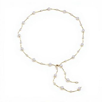 Women's Faux Pearl Waist Chain Belt with Layered Drop Strand Detail