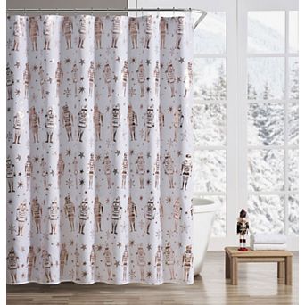 Kate Aurora Tis The Season Christmas Toy Soldiers and Nutcrackers Fabric Shower Curtain