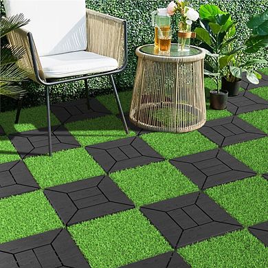 Brown Interlocking Deck Tiles, 44-PC Patio Tiles 44 Sq Ft - 12"x12" Easy Snap Together Installation