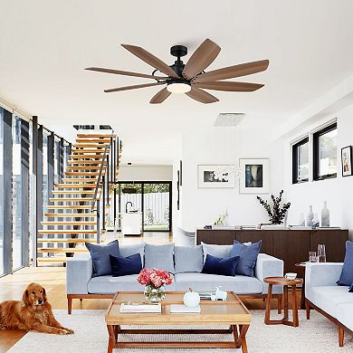 60 in. Black Integrated LED DC Motor Ceiling Fan Light and Remote