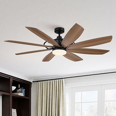 60 in. Black Integrated LED DC Motor Ceiling Fan Light and Remote