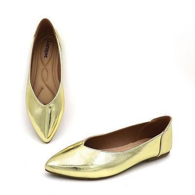 women's gold flat dress shoes Amazon.com: LUCKYTOWO Women's Square Toe Flats Rhinestone Ballet Shoes,Fashion  Wedding Flats for Women Comfortable Slip on Low Heel Shoes (B Gold,8.5) :  Clothing, Shoes & Jewelry