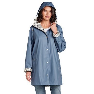 Women's Weathercast Spring Rain Slicker with Hood & Water-Resistant Design