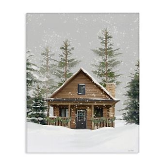 Stupell Home Decor Cozy Snowy Forest Cabin Wall Art