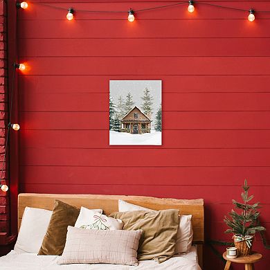 Stupell Home Decor Cozy Snowy Forest Cabin Wall Art
