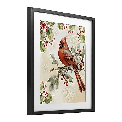 Stupell Home Decor Cardinal on Holly Branch Framed Wall Art