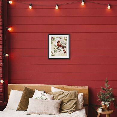 Stupell Home Decor Cardinal on Holly Branch Framed Wall Art