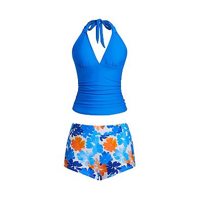 Women's Cupshe 2-pc. Halter Floral Print Tankini Top & Bottoms Swim Set
