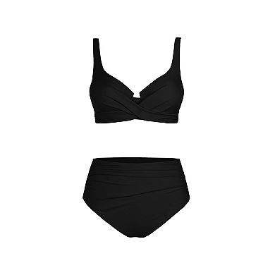Women's Cupshe 2-pc. Swim Top & High Waisted Bikini Bottoms Swim Set