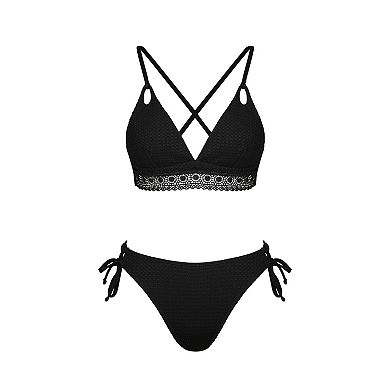 Women's Cupshe Lace Trim Crochet Bikini Set