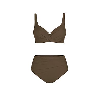 Women's Cupshe 2-pc. Swim Top & High Waisted Bikini Bottoms Swim Set