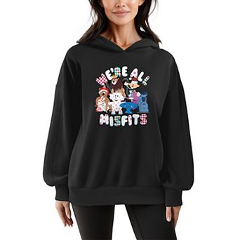Women's Rudolph The Red-Nosed Reindeer We're All Misfits Oversized Fleece Hoodie Sweatshirt