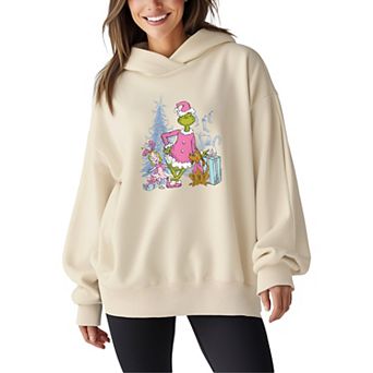 Women's Dr. Seuss The Grinch, Max, & Cindy Lou Who Oversized Fleece Hoodie Sweatshirt