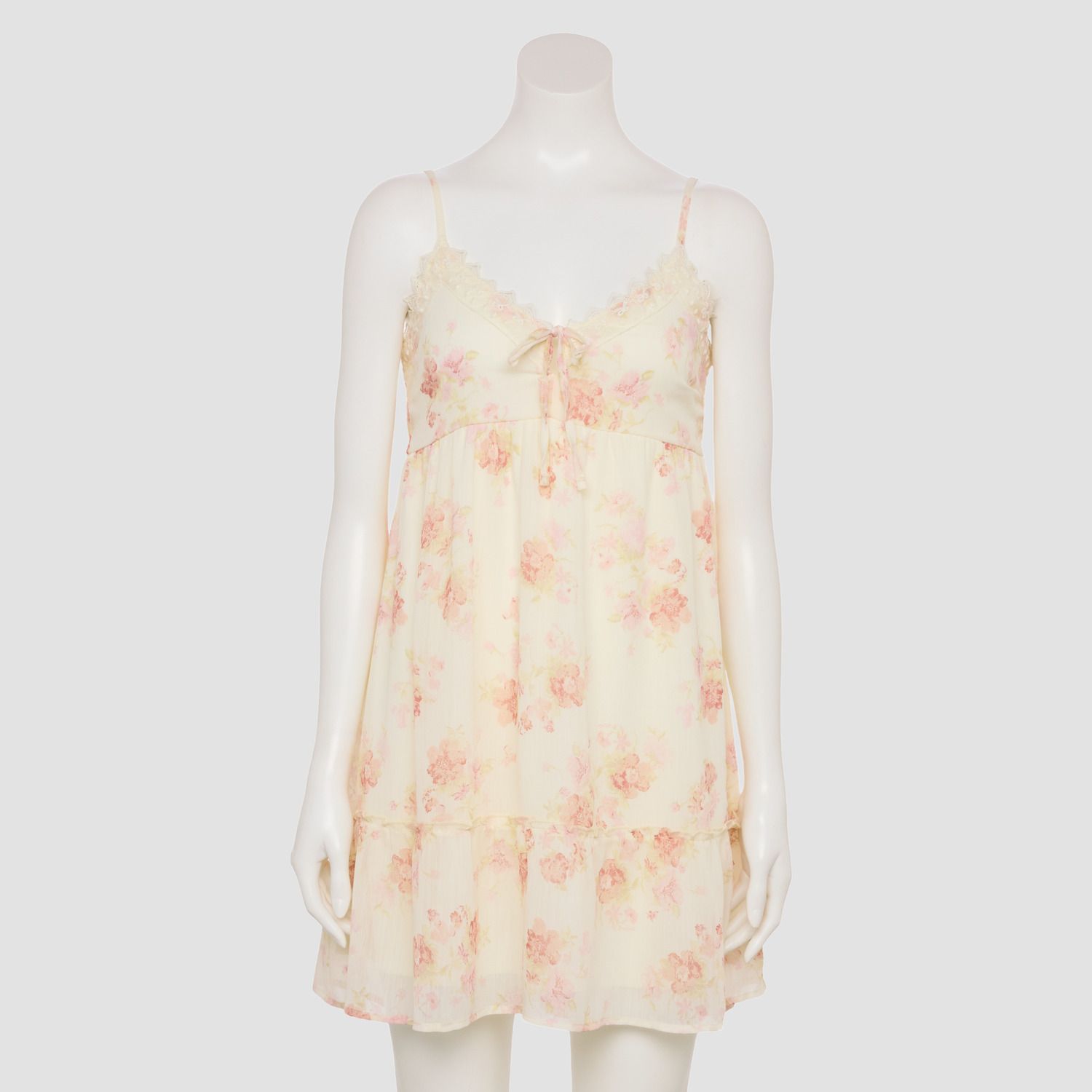 Женские платья Juniors' Pink Rose Lace Trim Skater Dress