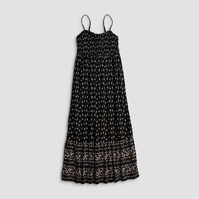 Juniors' Pink Rose Smocked Maxi Dress