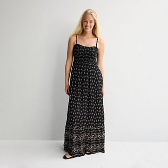 Juniors' Pink Rose Smocked Maxi Dress