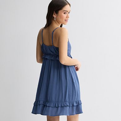 Juniors' Pink Rose Ruffle Sundress