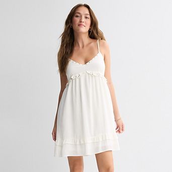 Juniors' Pink Rose Ruffle Sundress