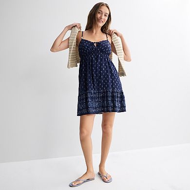 Juniors' Pink Rose Tie Front Skater Dress