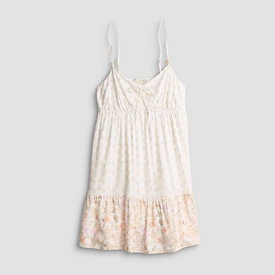 Juniors' Pink Rose Tie Front Skater Dress
