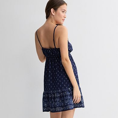 Juniors' Pink Rose Tie Front Skater Dress