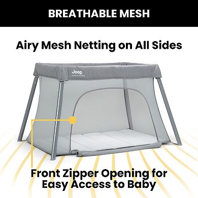 Jeep Horizon Compact Travel 2-in-1 Play Yard with Bassinet