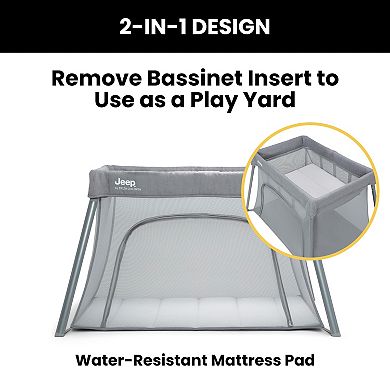 Jeep Horizon Compact Travel 2-in-1 Play Yard with Bassinet