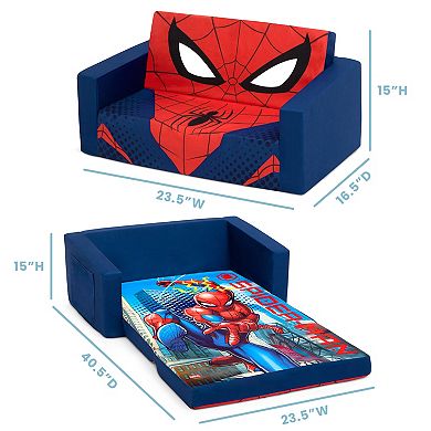 Delta Children Spider-Man Cozee Flip-Out Sofa - 2-in-1 Convertible Sofa to Lounger