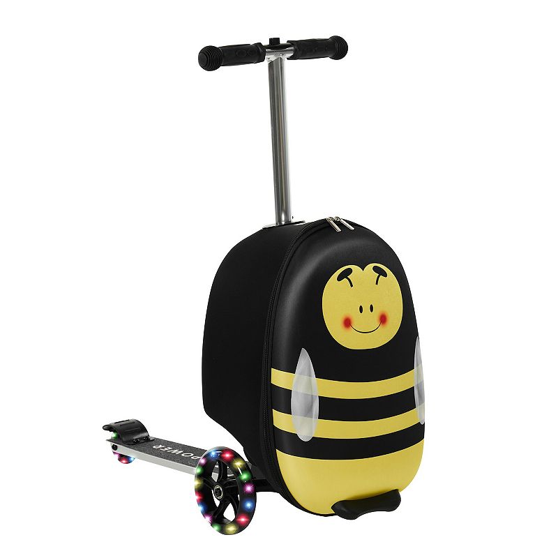 Gopowerbike GoVoyage Kids 2-in-1 3-Wheel Design Light-Up Wheels Luggage Scooter, Black