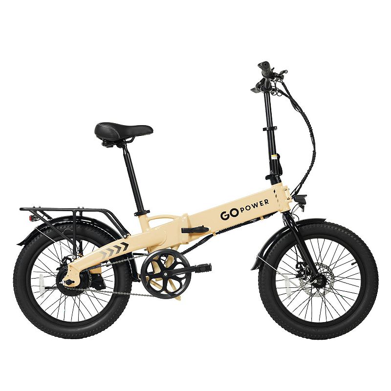 Gopowerbike GoVolt 20-inch Folding Electric Bike, Beige