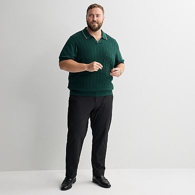 Big & Tall Apt. 9® Short Sleeve Cable Stitch Johnny Collar Sweater
