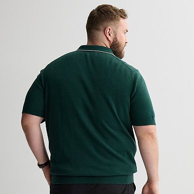 Big & Tall Apt. 9® Short Sleeve Cable Stitch Johnny Collar Sweater