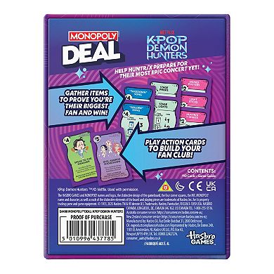 Monopoly Deal K-Pop Demon Hunters Card Game by Hasbro