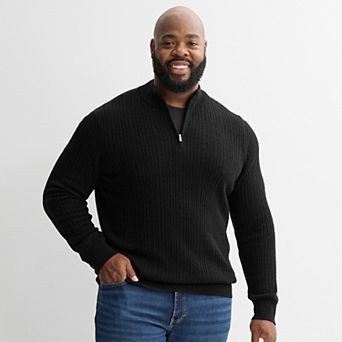 Big & Tall Apt. 9® Merino Blend Mini Cable 1/4 Zip Sweater