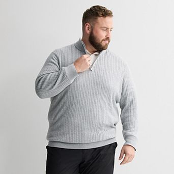 Big & Tall Apt. 9® Merino Blend Mini Cable 1/4 Zip Sweater