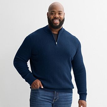Big & Tall Apt. 9® Merino Blend Mini Cable 1/4 Zip Sweater