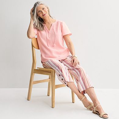 Women's Croft & Barrow Splitneck Tassel Top