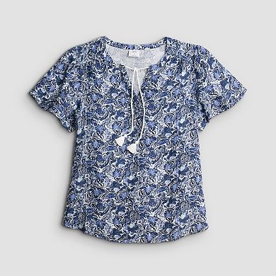 Women's Croft & Barrow Splitneck Tassel Top