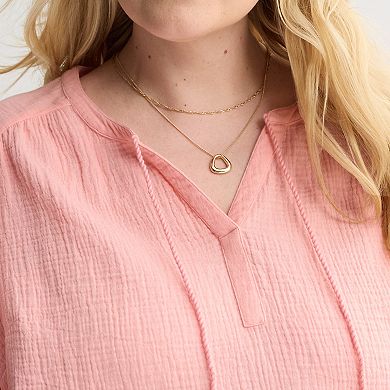 Plus Size Croft & Barrow® Splitneck Tassel Top